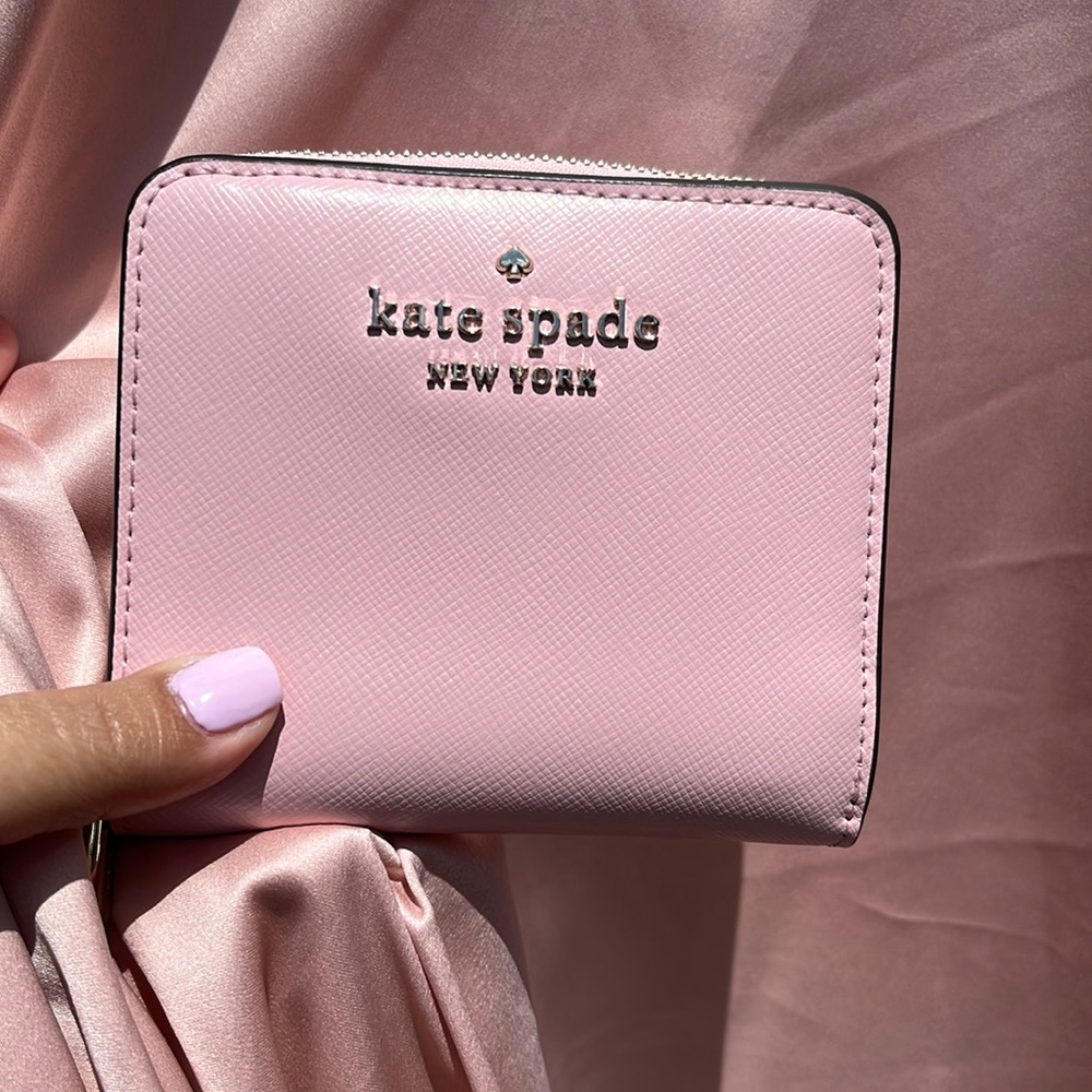 kate spade Pink Saffiano Leather Zip Wallet